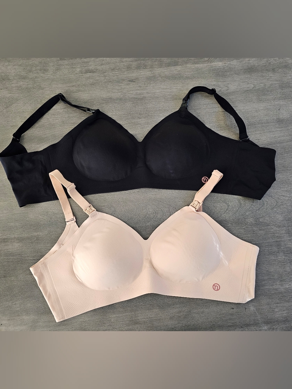Momcozy Seamless Nursing Bra Wireless Black & Beige- XL
